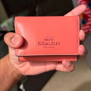Coach Pink Leather Card Holder
